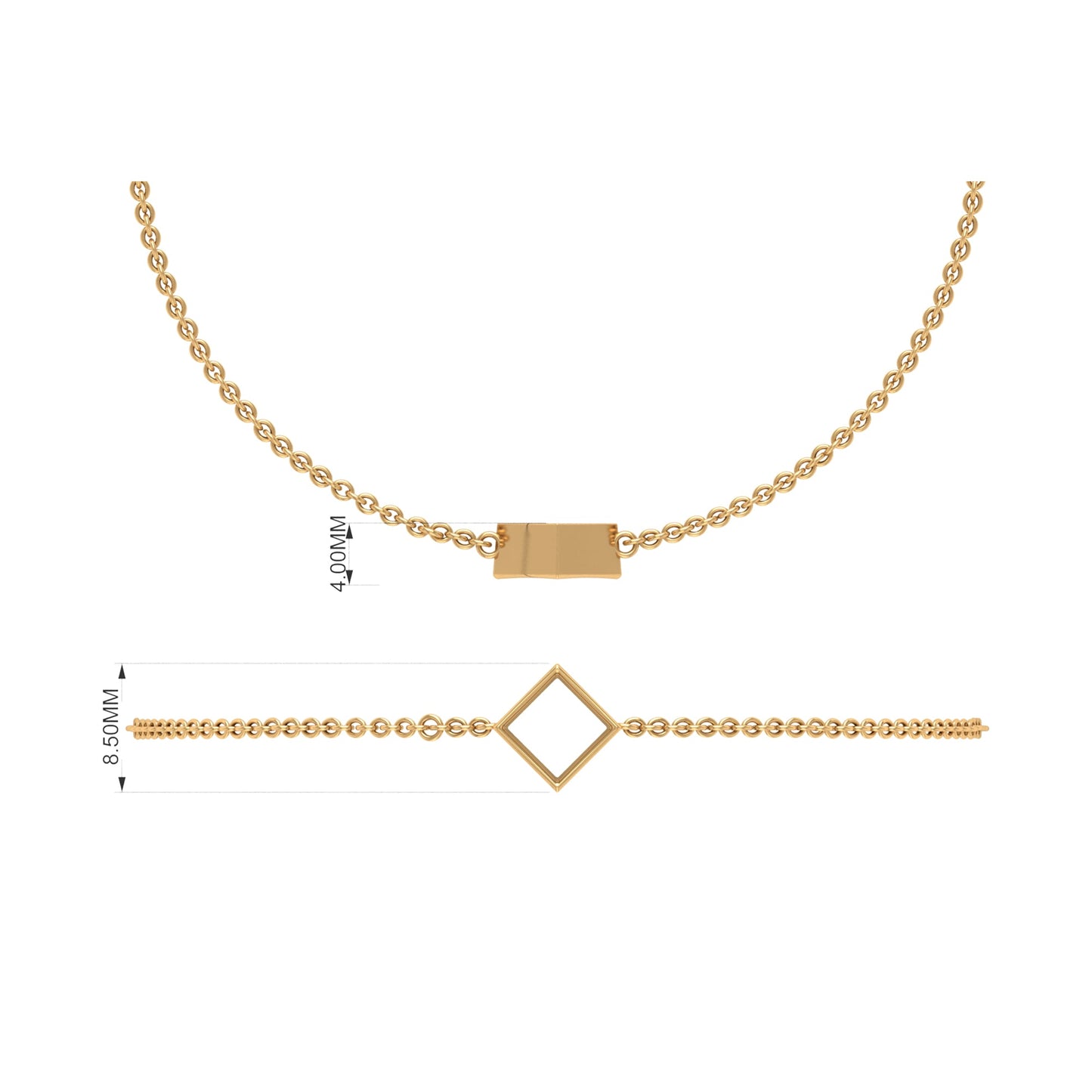 Princess Cut Emerald Solitaire Chain Bracelet with Certificate