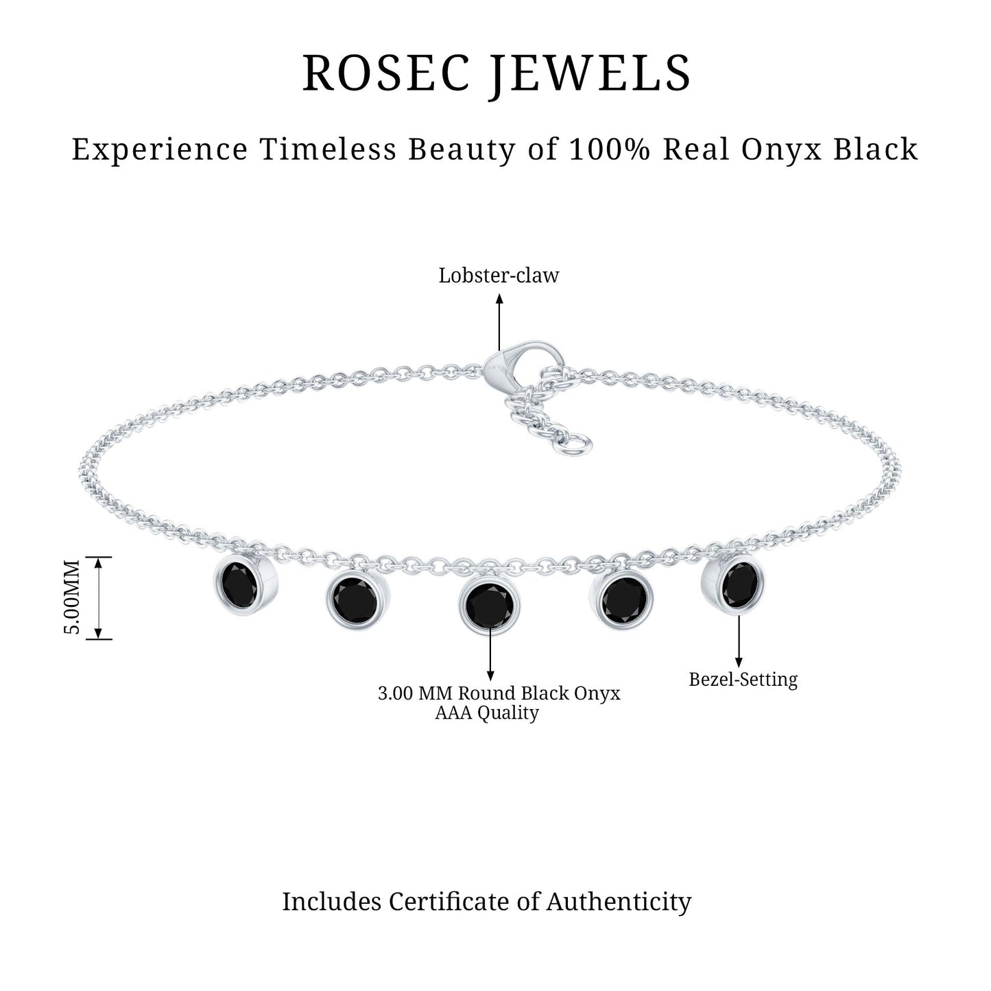 Black Onyx Charm Chain Bracelet