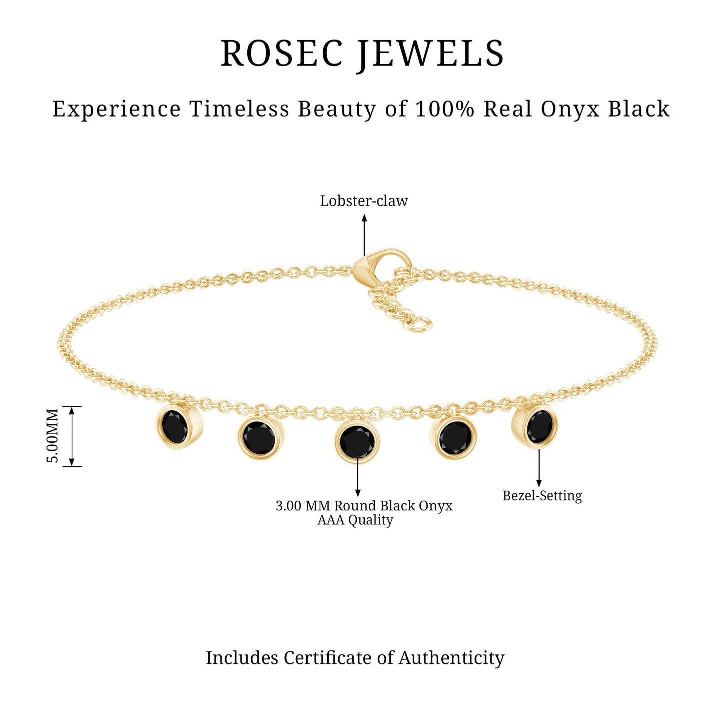 Black Onyx Charm Chain Bracelet