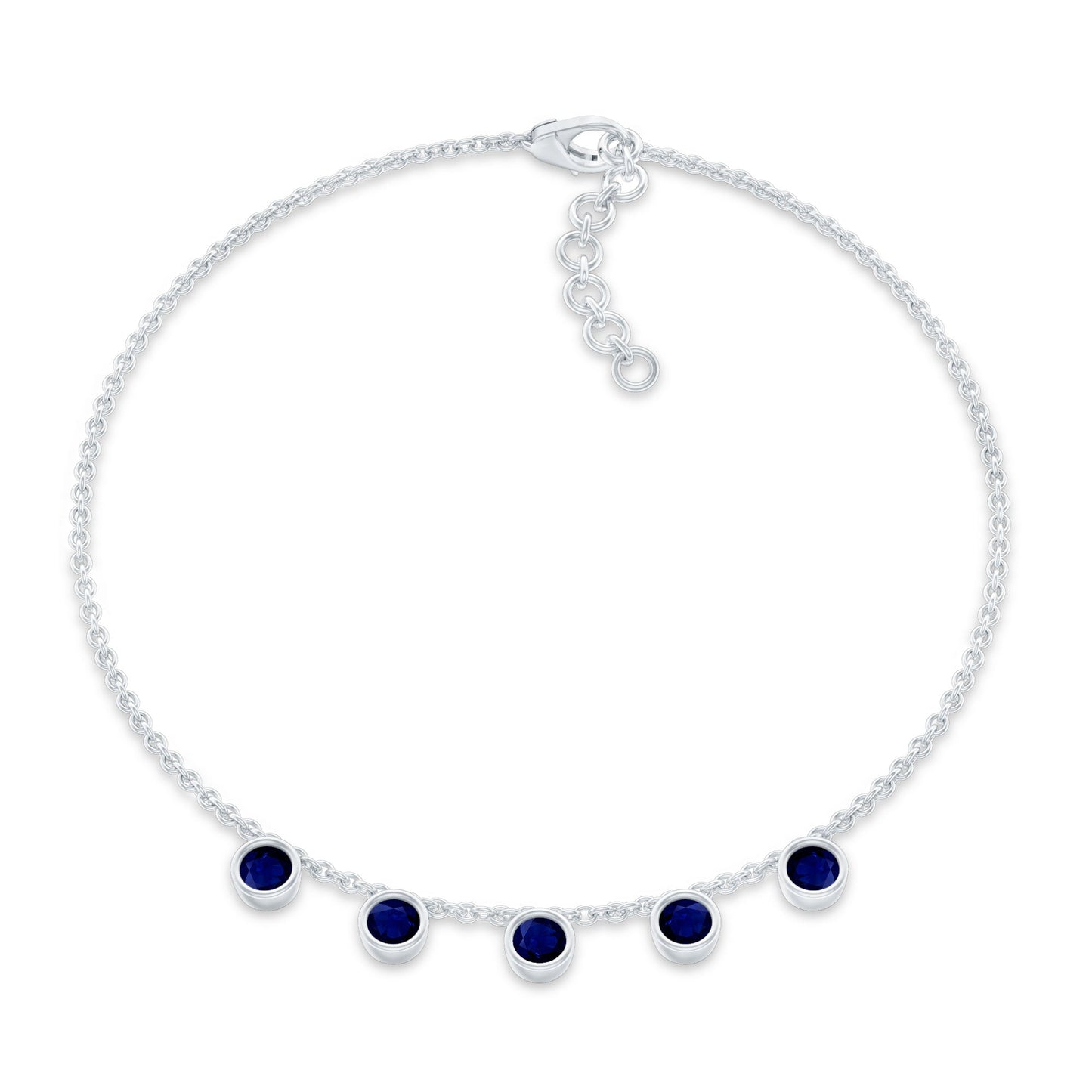 2 Carat Bezel Set Blue Sapphire Charm Bracelet