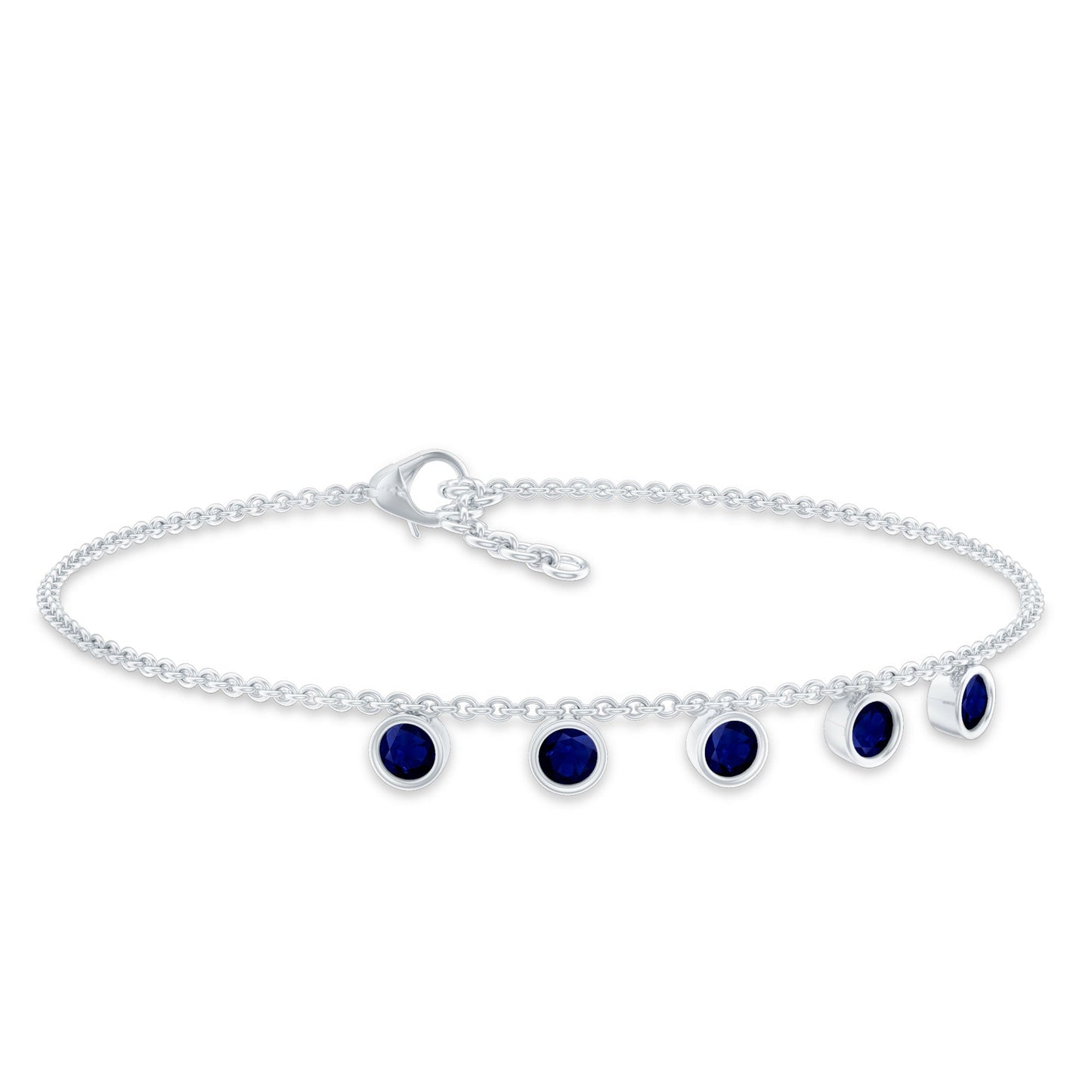 2 Carat Bezel Set Blue Sapphire Charm Bracelet
