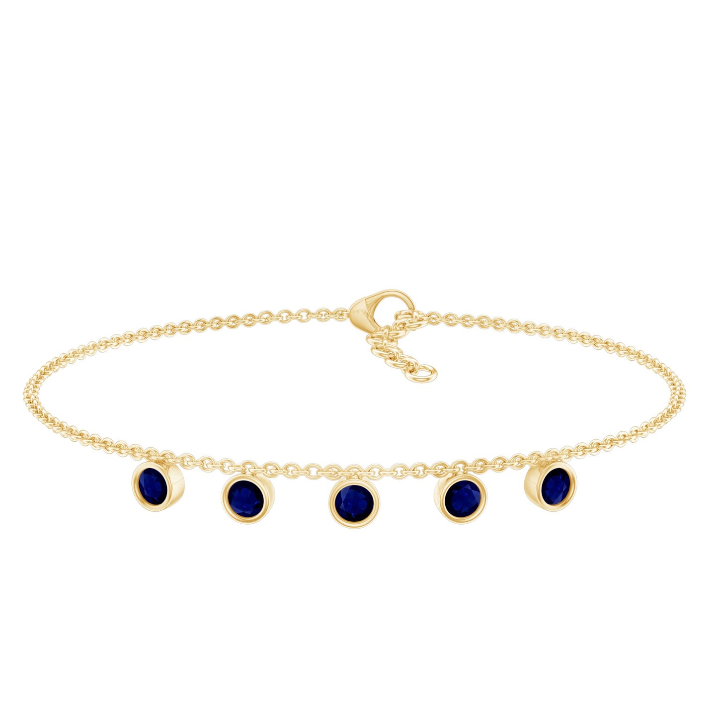 2 Carat Bezel Set Blue Sapphire Charm Bracelet