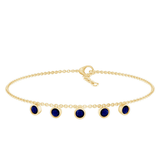 2 Carat Bezel Set Blue Sapphire Charm Bracelet