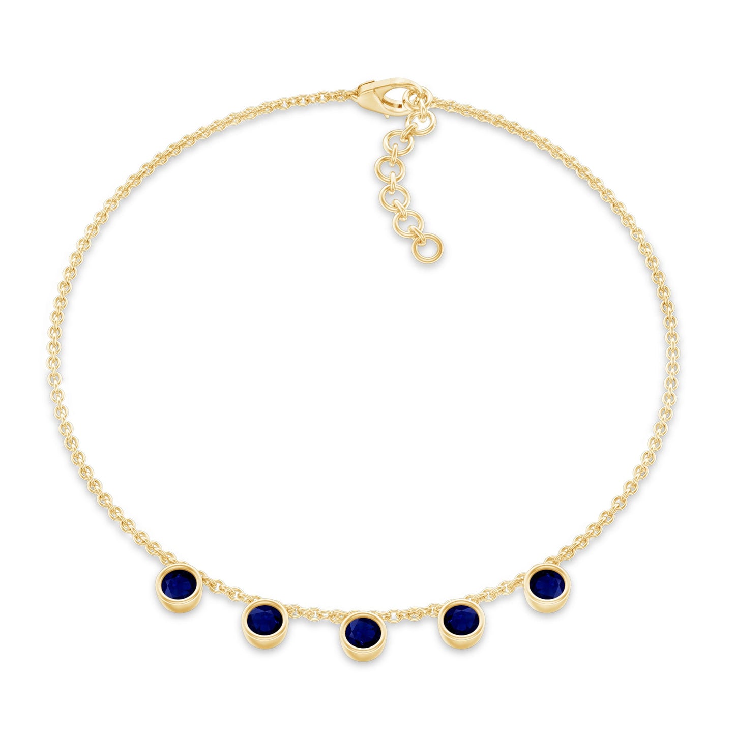 2 Carat Bezel Set Blue Sapphire Charm Bracelet