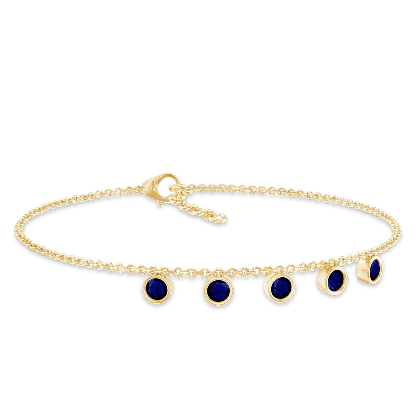 2 Carat Bezel Set Blue Sapphire Charm Bracelet