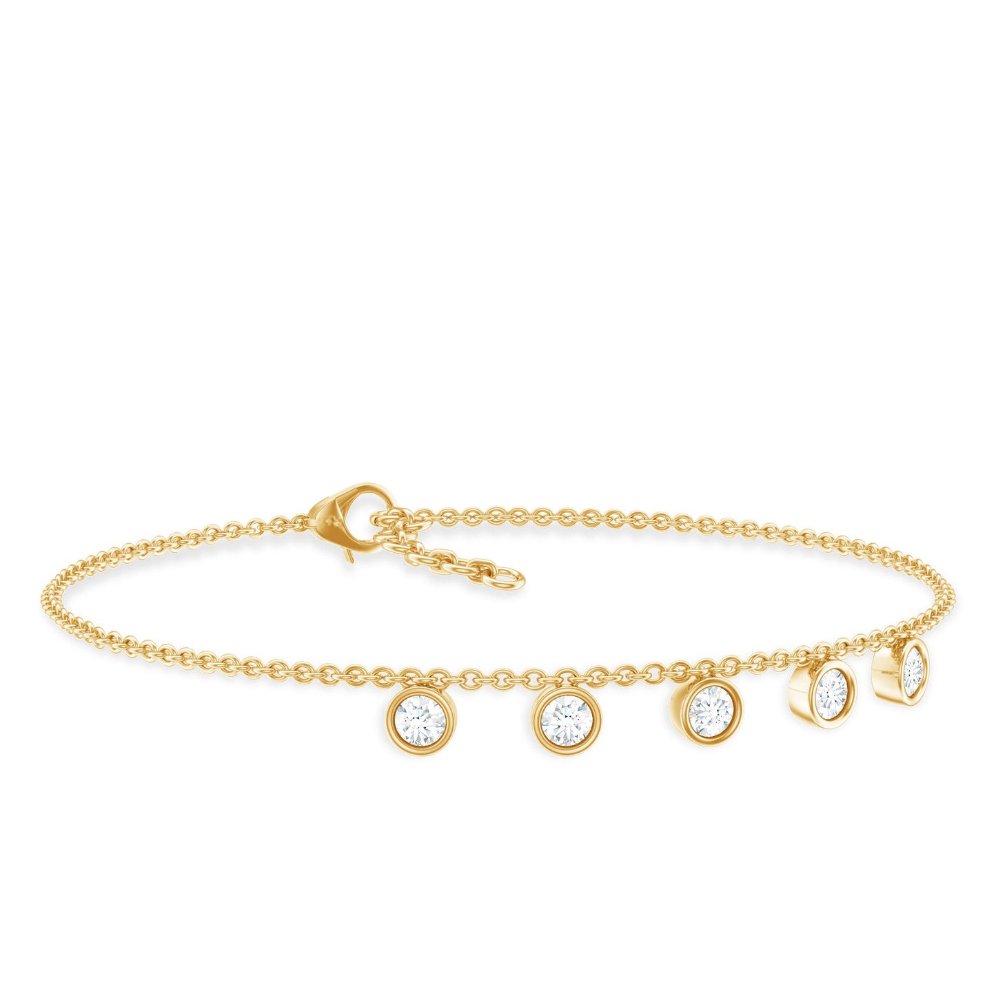Certified Moissanite Five Stone Chain Charm Bracelet