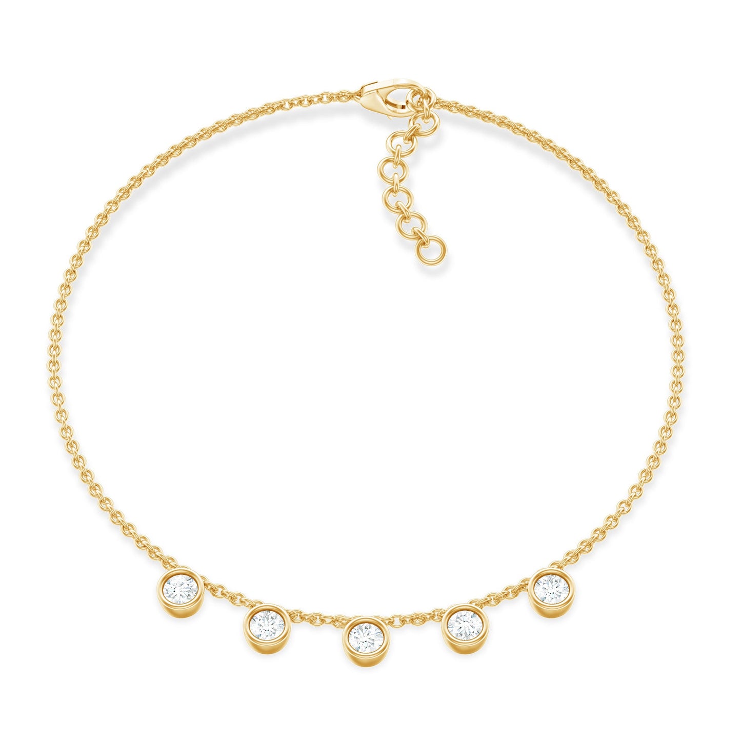 Certified Moissanite Five Stone Chain Charm Bracelet