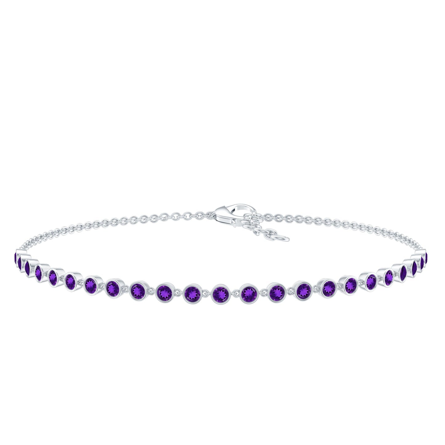 Minimalist Bezel Set Amethyst Chain Bracelet