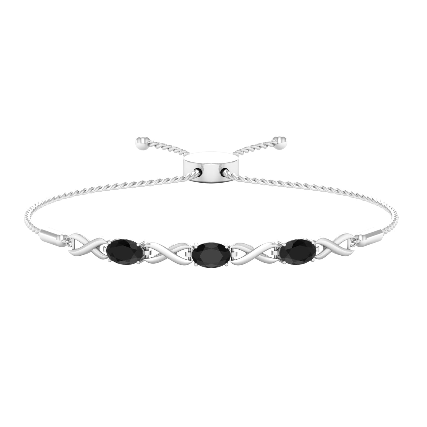 Natural 1.2 Carat Black Onyx Infinity Bolo Bracelet for Women