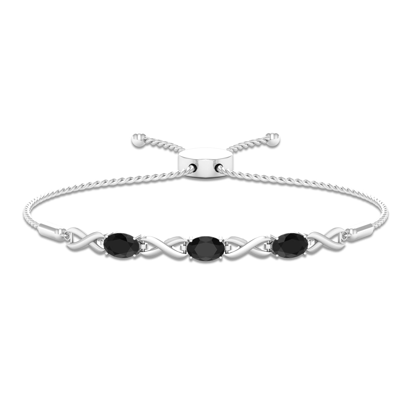 Natural 1.2 Carat Black Onyx Infinity Bolo Bracelet for Women