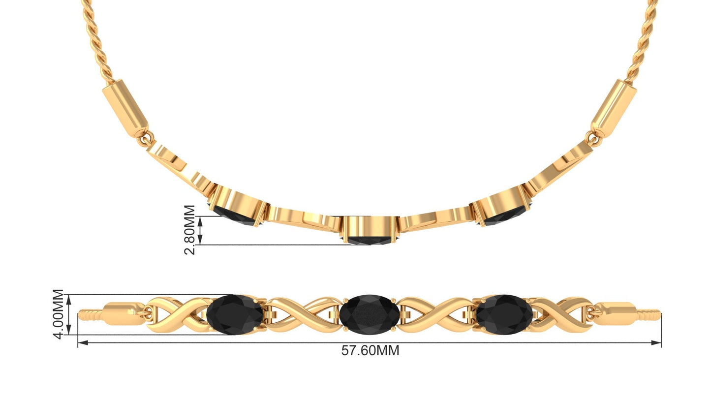 Natural 1.2 Carat Black Onyx Infinity Bolo Bracelet for Women