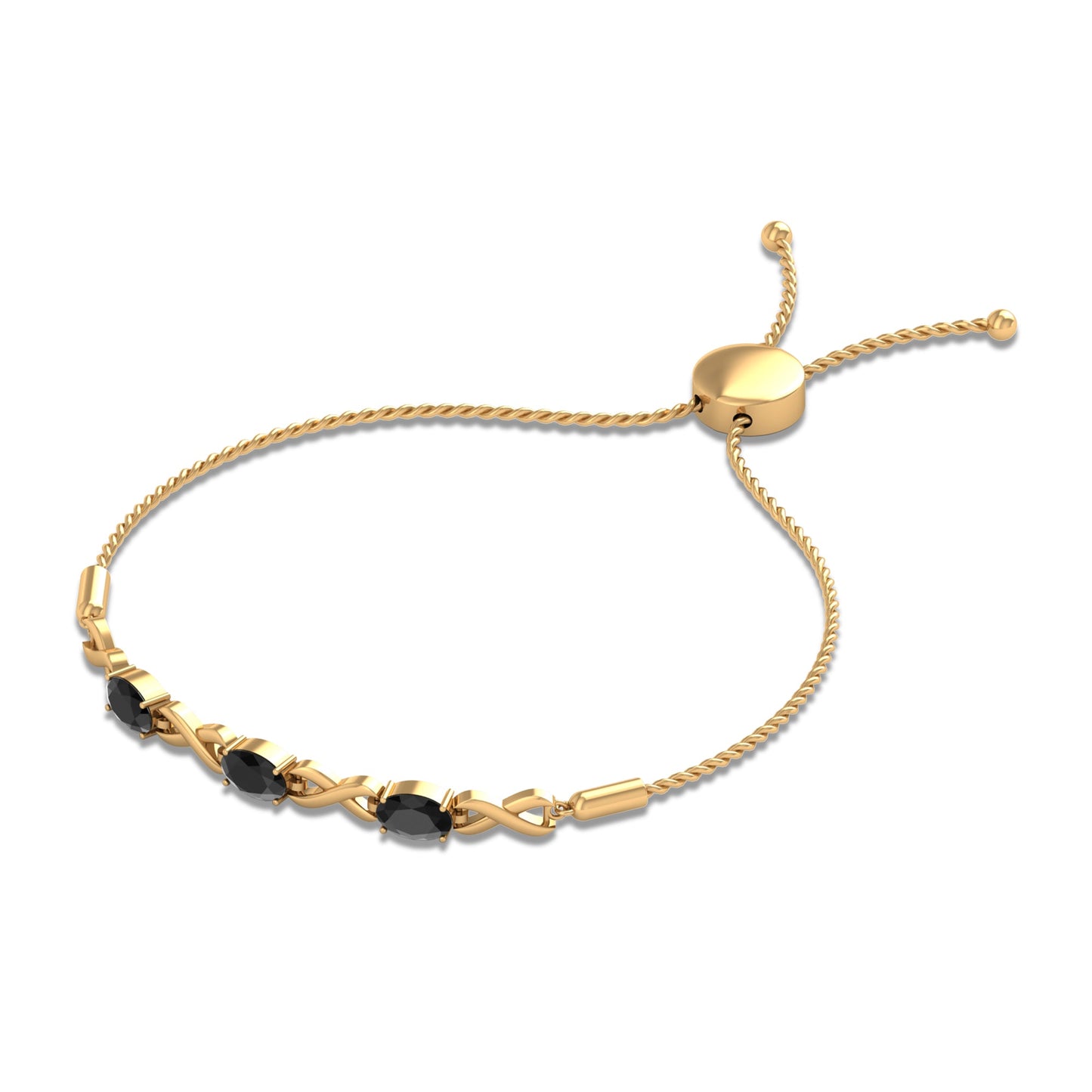 Natural 1.2 Carat Black Onyx Infinity Bolo Bracelet for Women