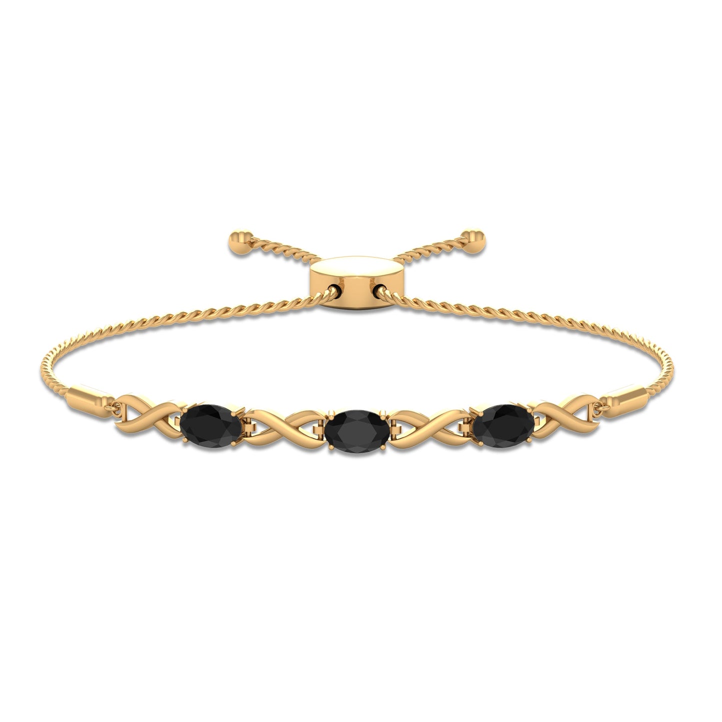 Natural 1.2 Carat Black Onyx Infinity Bolo Bracelet for Women