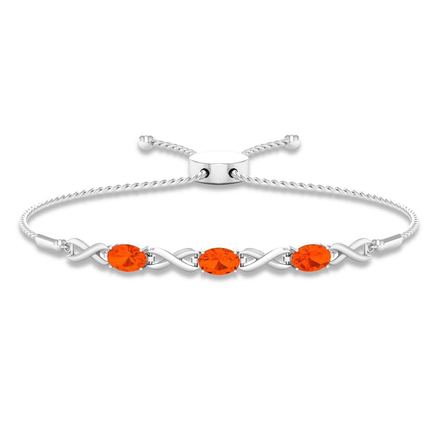 Natural 1.95 Carat Oval Fire Opal Infinity Bolo Bracelet for Women