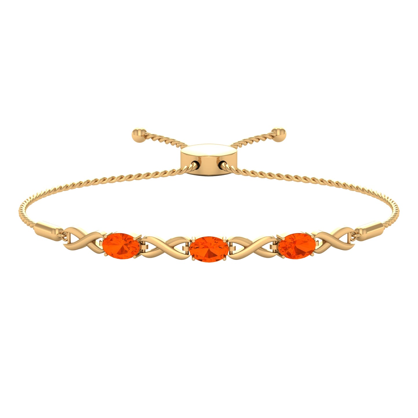 Natural 1.95 Carat Oval Fire Opal Infinity Bolo Bracelet for Women