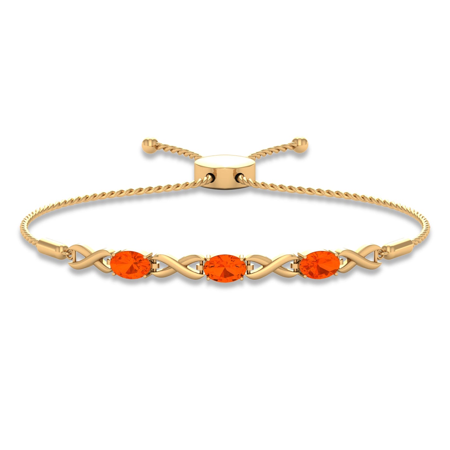 Natural 1.95 Carat Oval Fire Opal Infinity Bolo Bracelet for Women