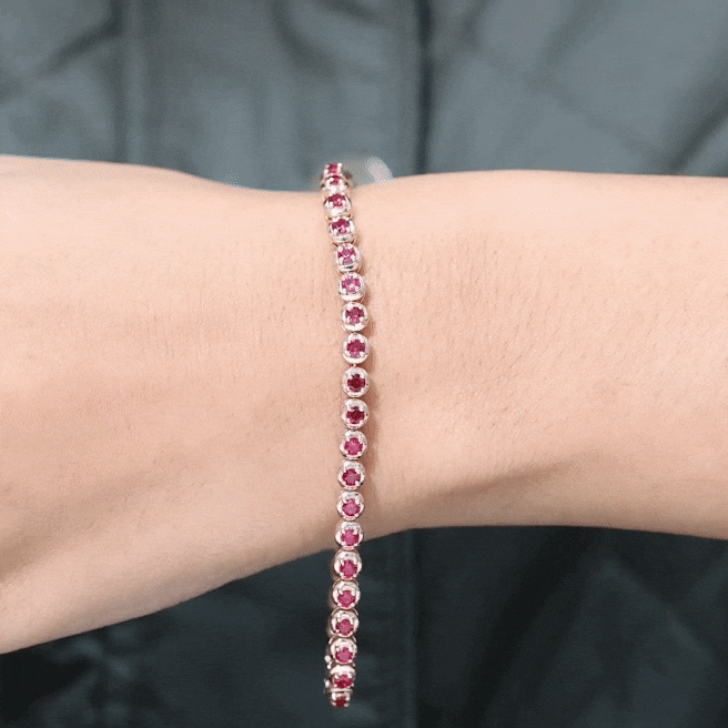5.51 Carat Lab Grown Ruby Tennis Bracelet for Women