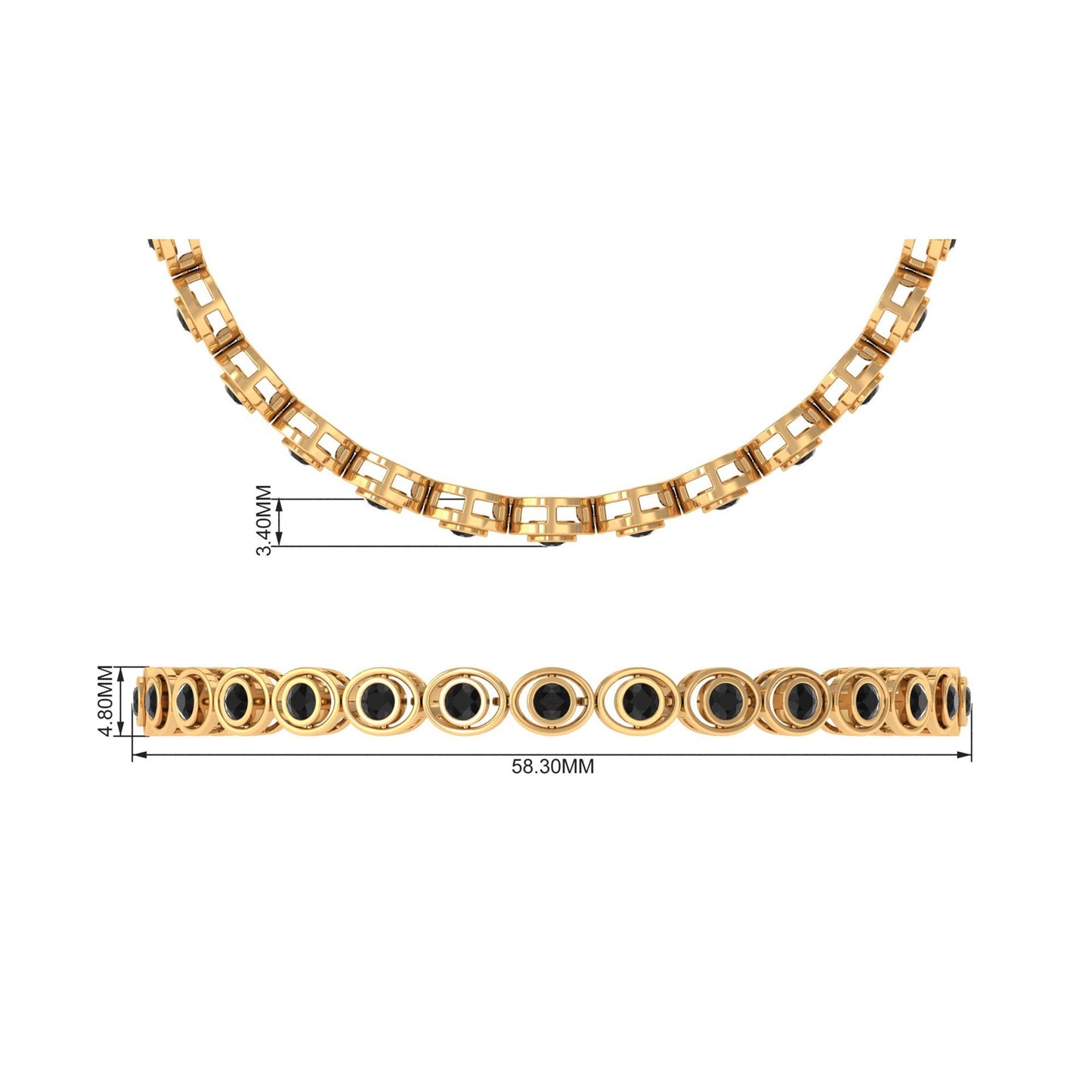 2.61 Carat Black Onyx Tennis Bracelet with Certificate
