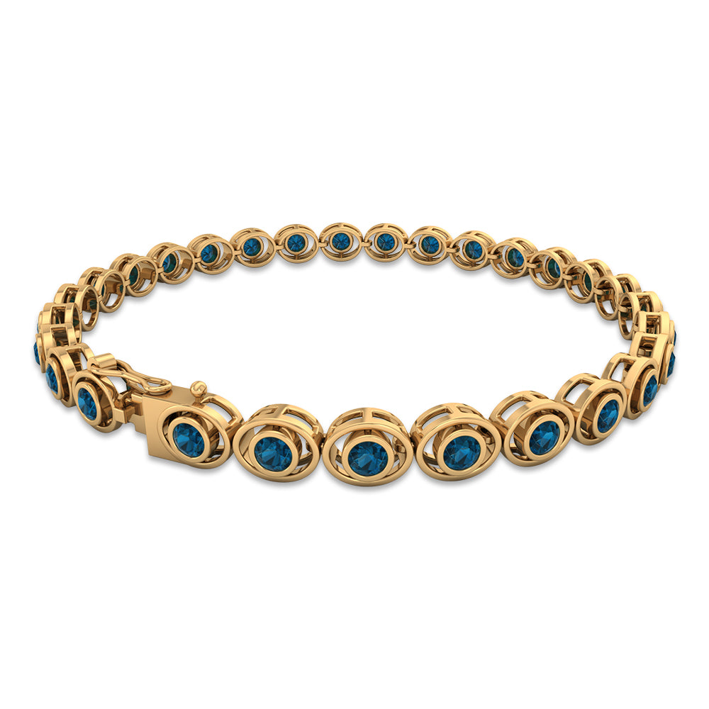 Bezel Set London Blue Topaz Tennis Bracelet for Women