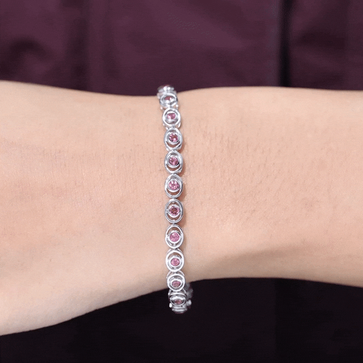 Bezel Set 2.61 Carat Natural Pink Tourmaline Tennis Bracelet for Women