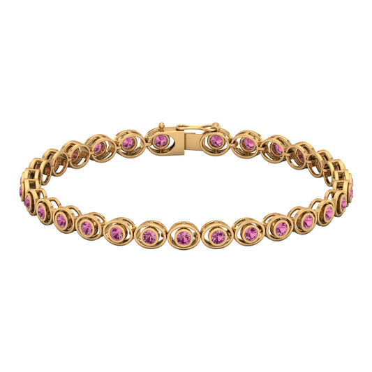 Bezel Set 2.61 Carat Natural Pink Tourmaline Tennis Bracelet for Women