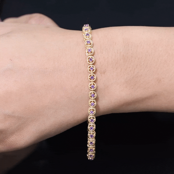 Natural 3.4 Carat Amethyst Tennis Bracelet for Women