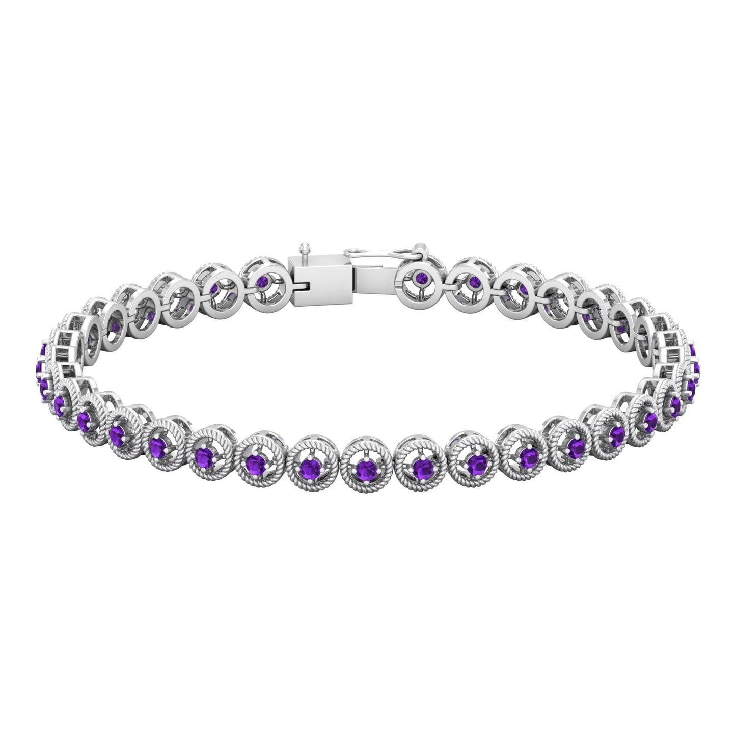 Natural 3.4 Carat Amethyst Tennis Bracelet for Women