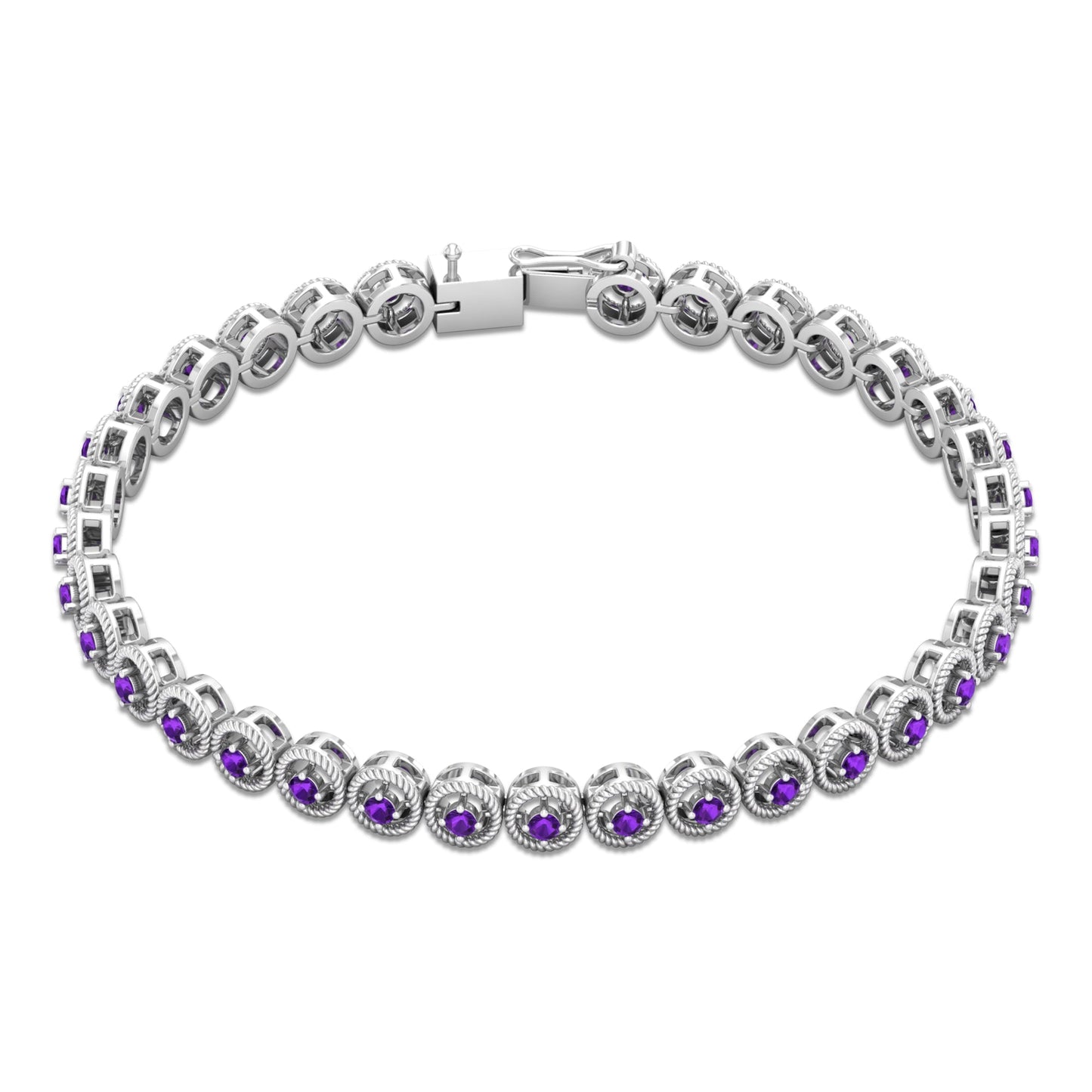 Natural 3.4 Carat Amethyst Tennis Bracelet for Women