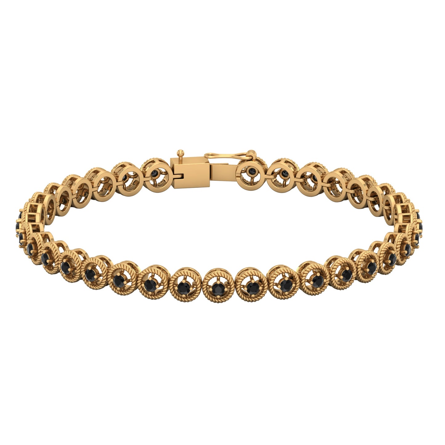 6.63 Carat Lab Grown Black Diamond Tennis Bracelet with Rope Frame