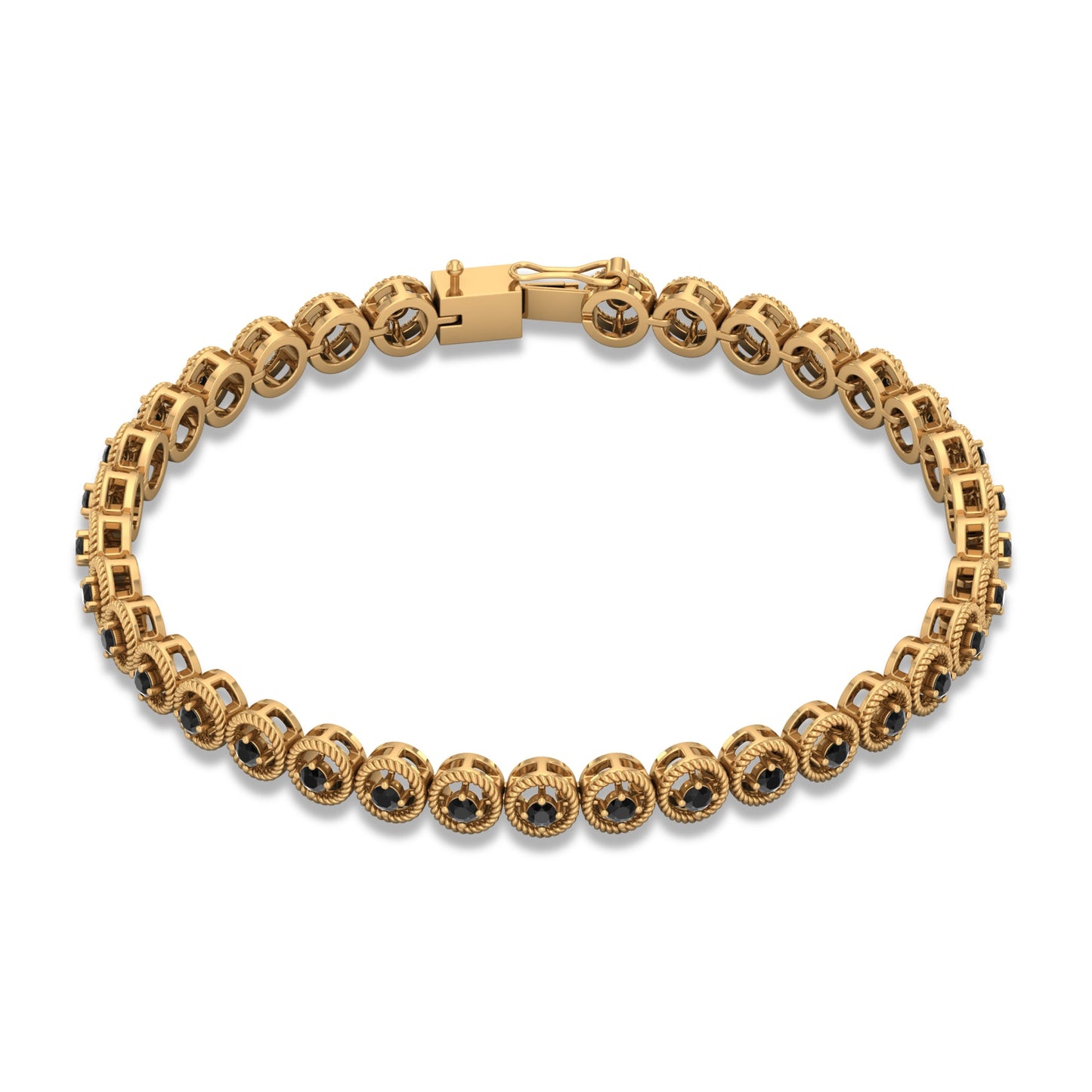 6.63 Carat Lab Grown Black Diamond Tennis Bracelet with Rope Frame