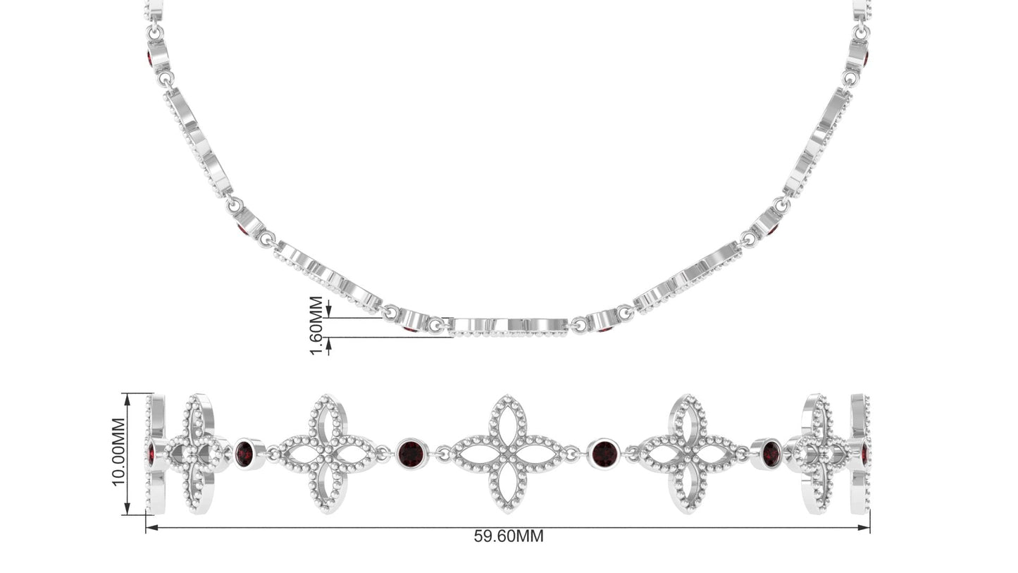 Garnet Floral Bolo Bracelet with Beaded Details