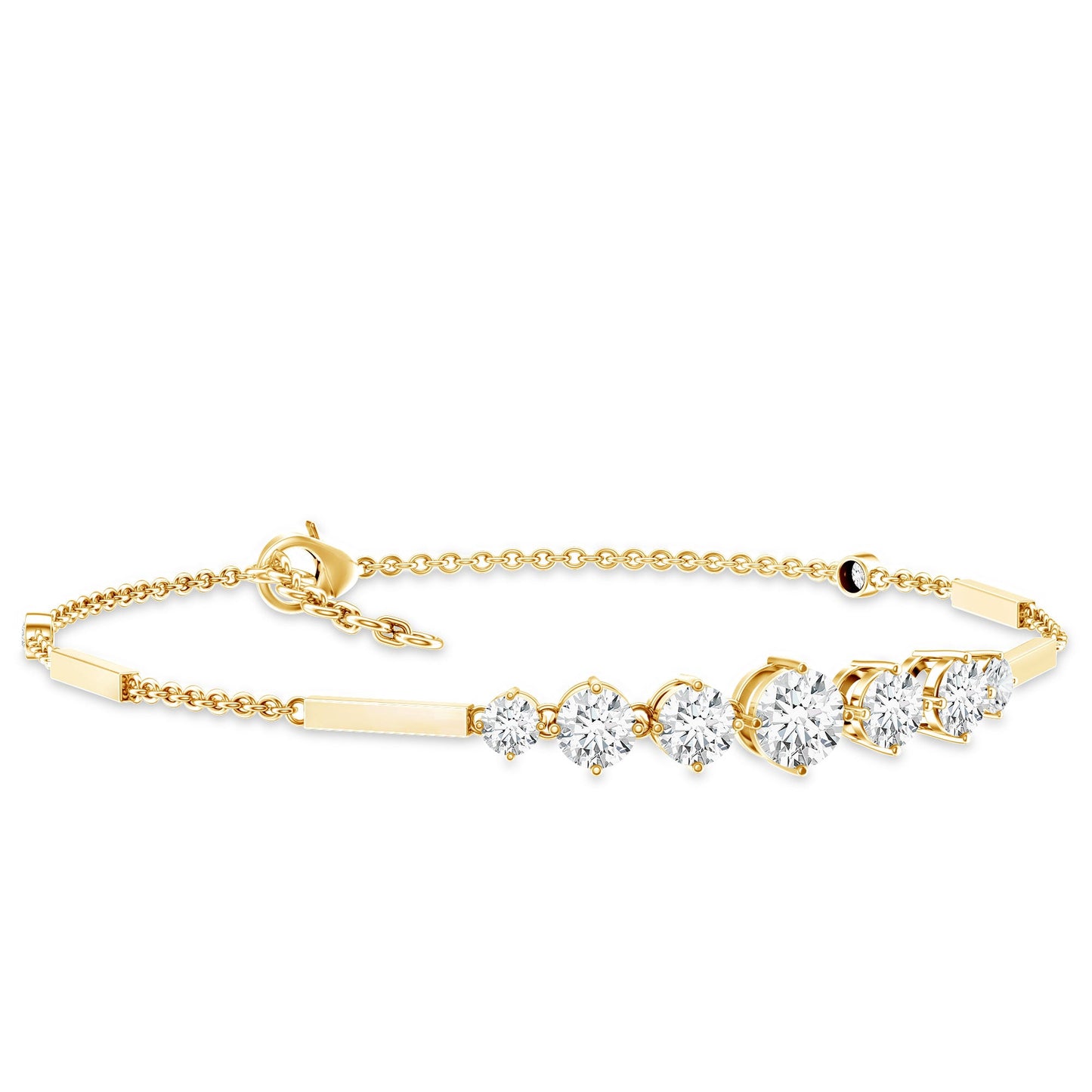 Graduated Style Round Moissanite Link Chain Bracelet for Women