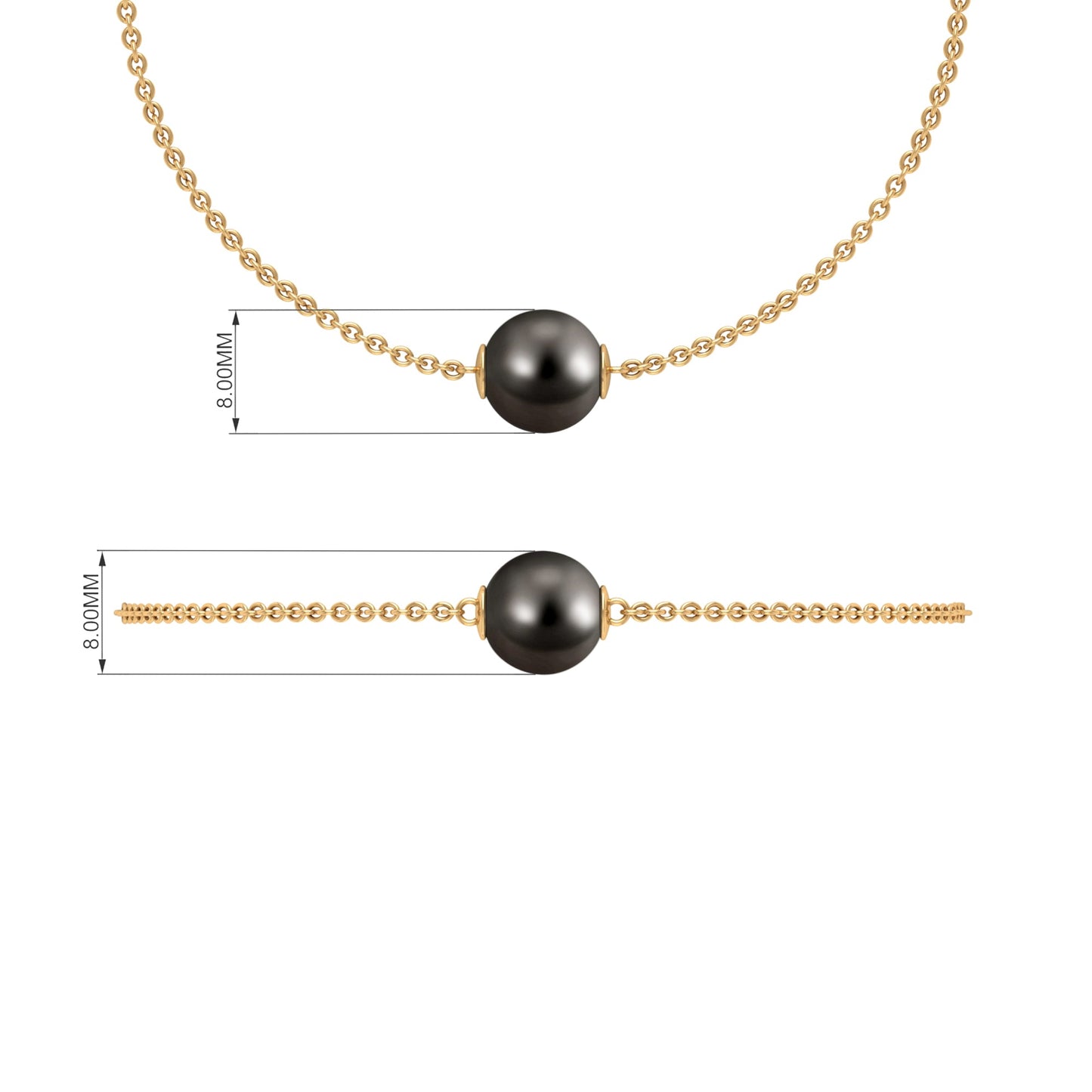 Natural 8MM Tahitian Black Pearl Bracelet with Lobster Clasp