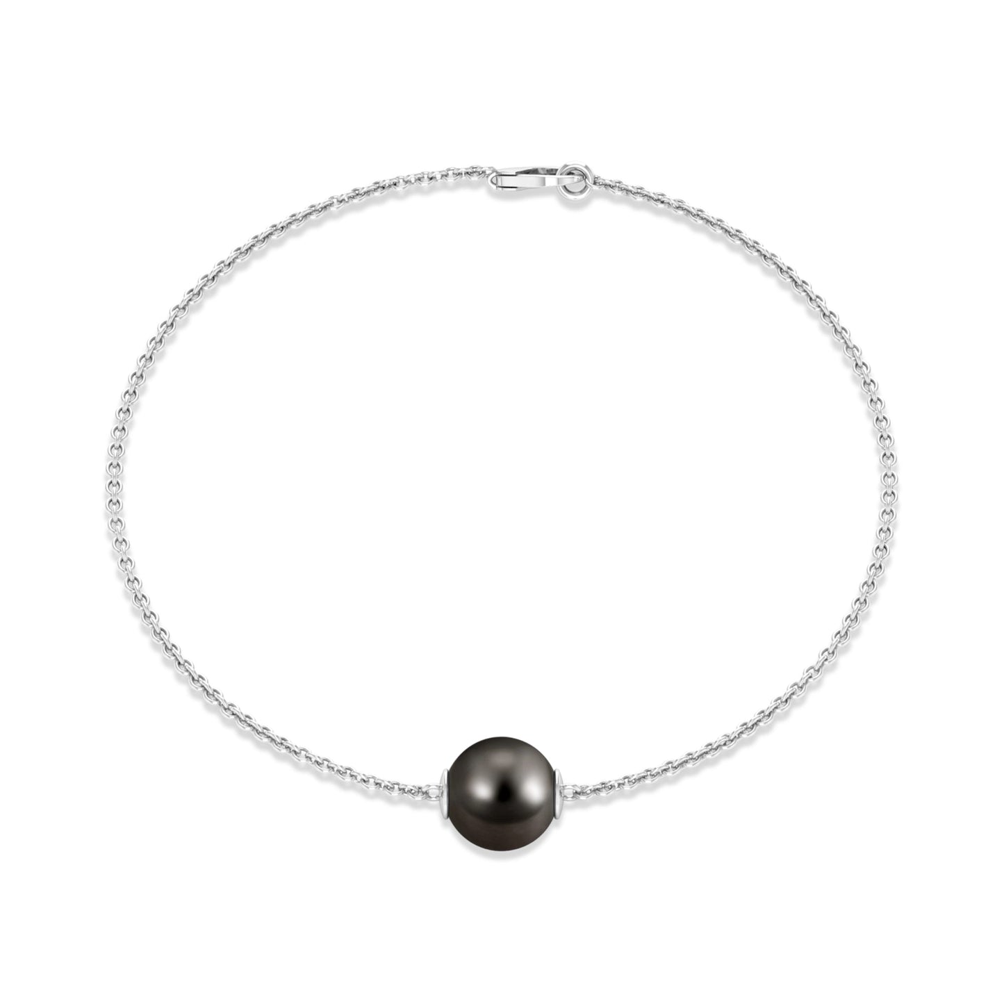Natural 8MM Tahitian Black Pearl Bracelet with Lobster Clasp