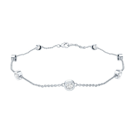 Cubic Zirconia Station Bracelet in Sterling Silver