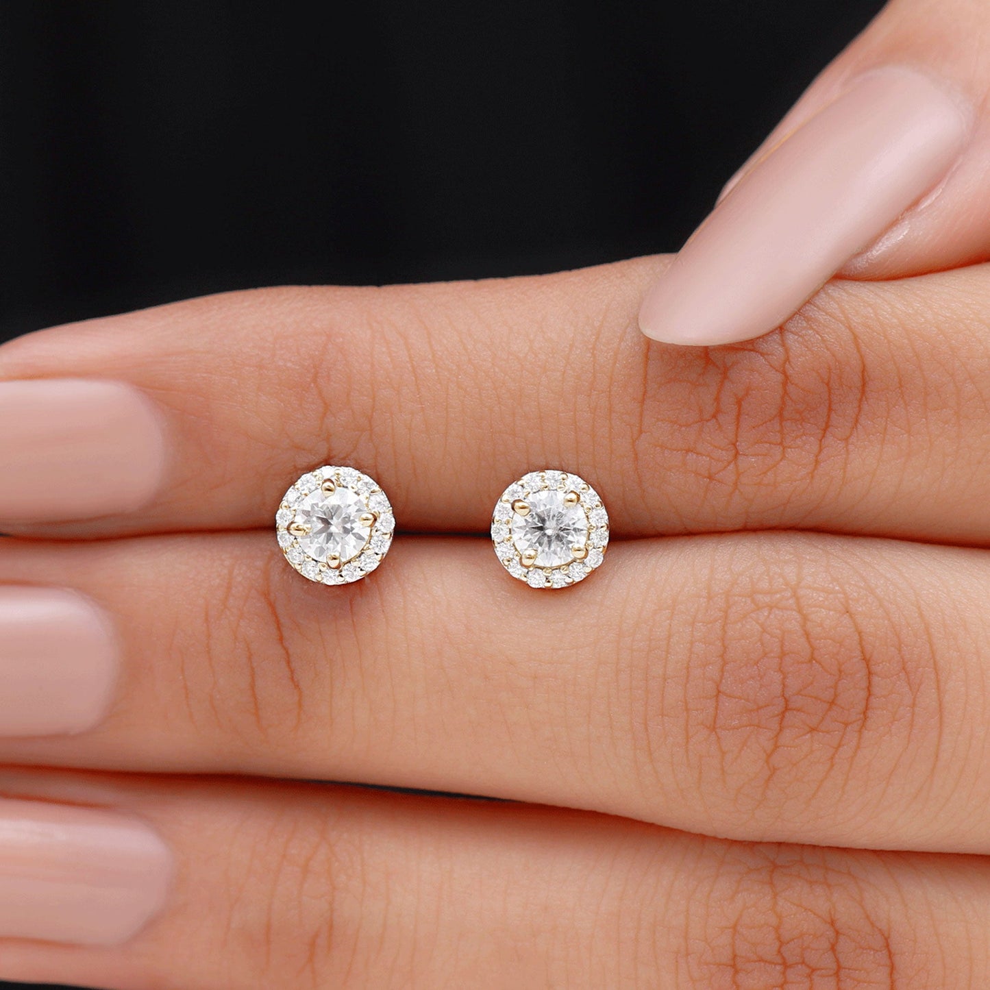 1 CT Zircon Classic Halo Stud Earrings
