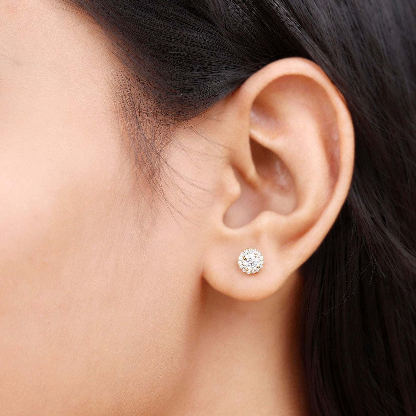 1 CT Zircon Classic Halo Stud Earrings