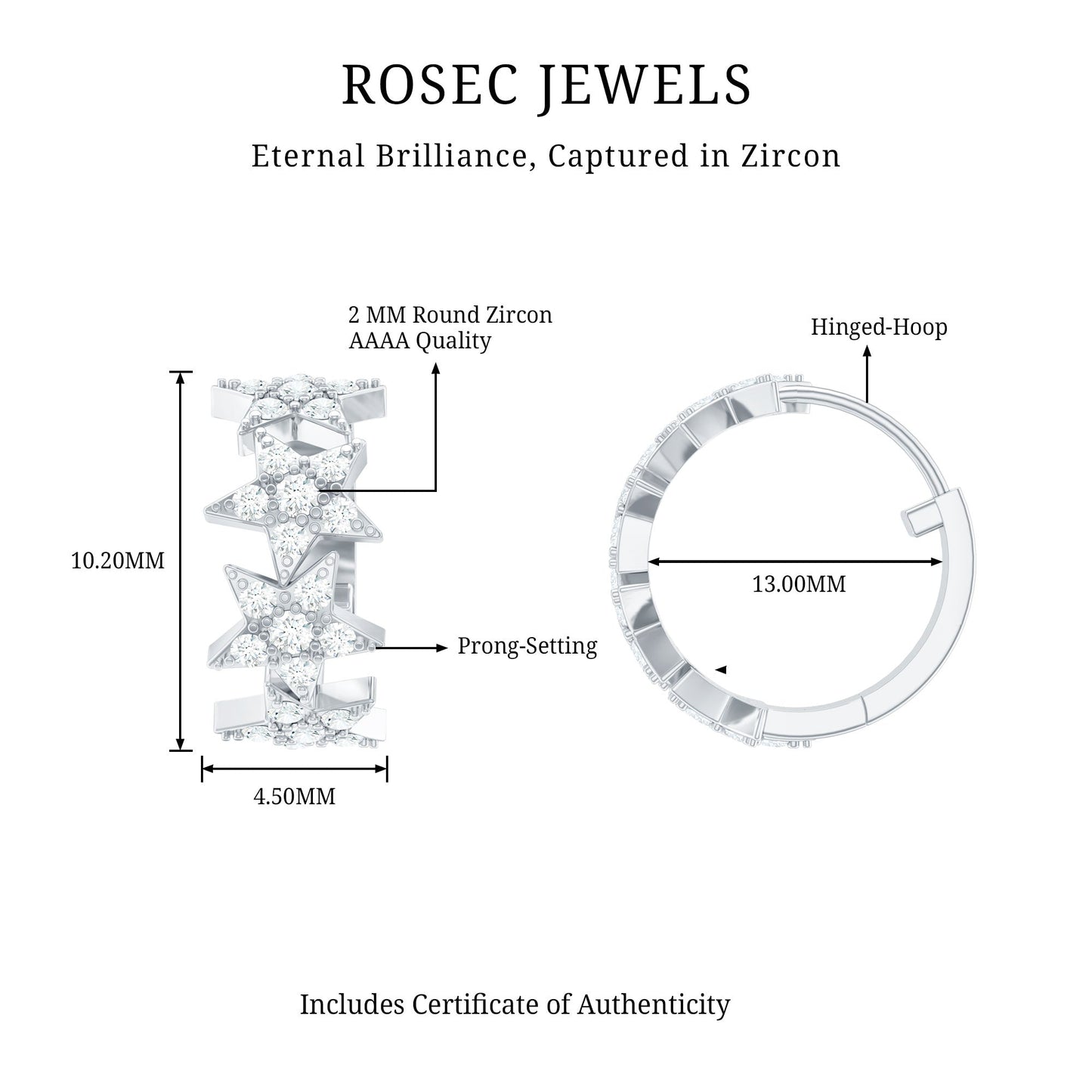 Zircon Star Celestial Hoop Earrings