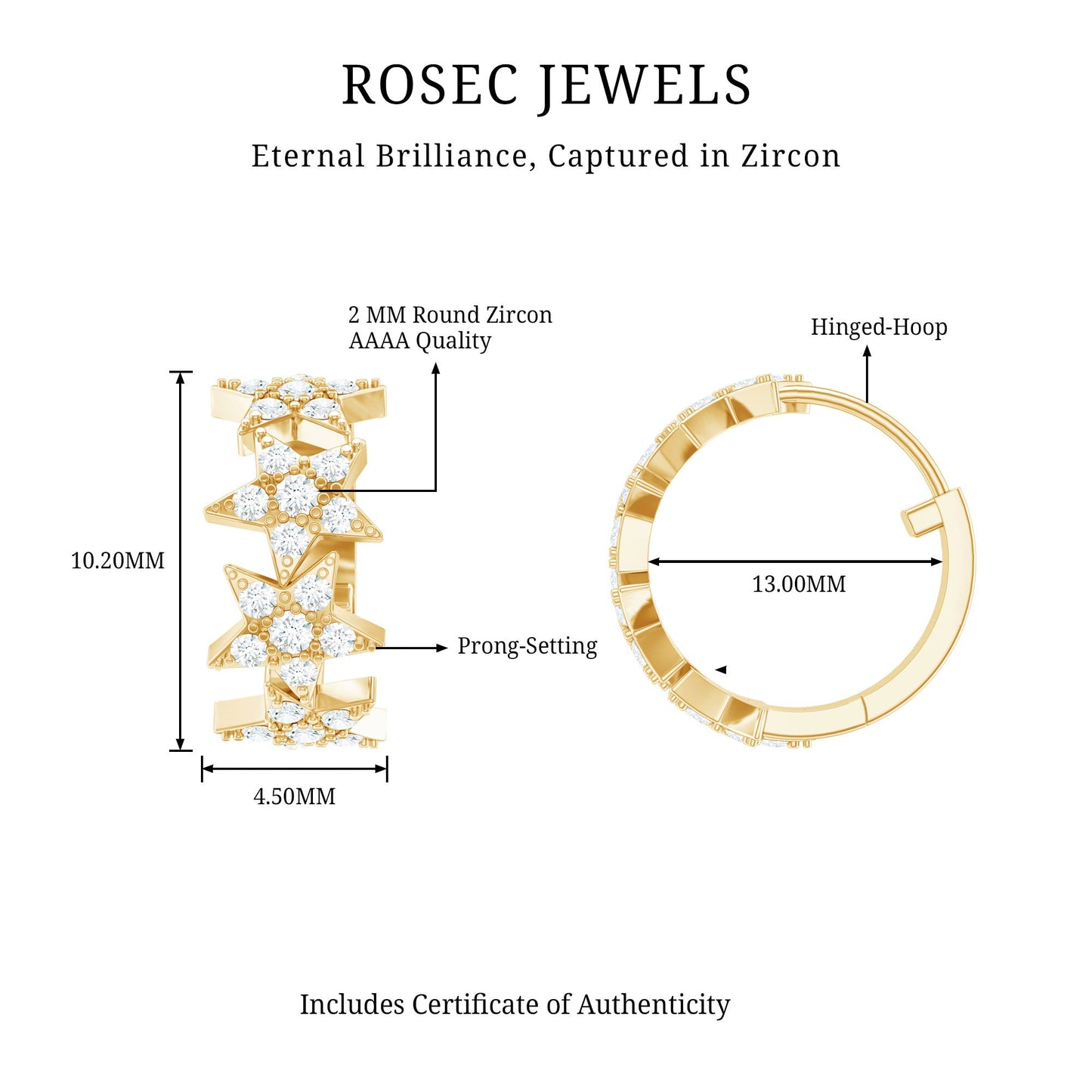 Zircon Star Celestial Hoop Earrings
