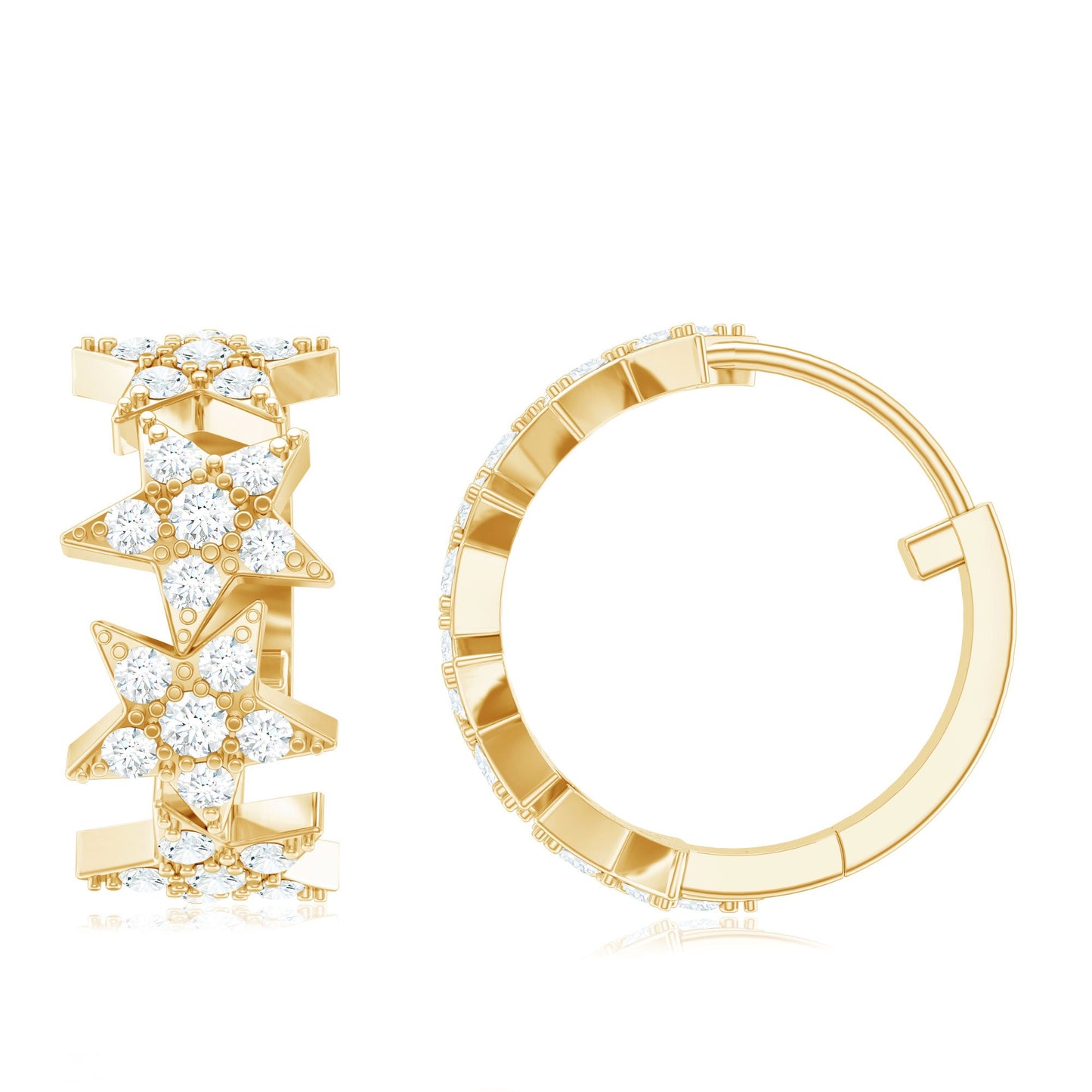 Zircon Star Celestial Hoop Earrings