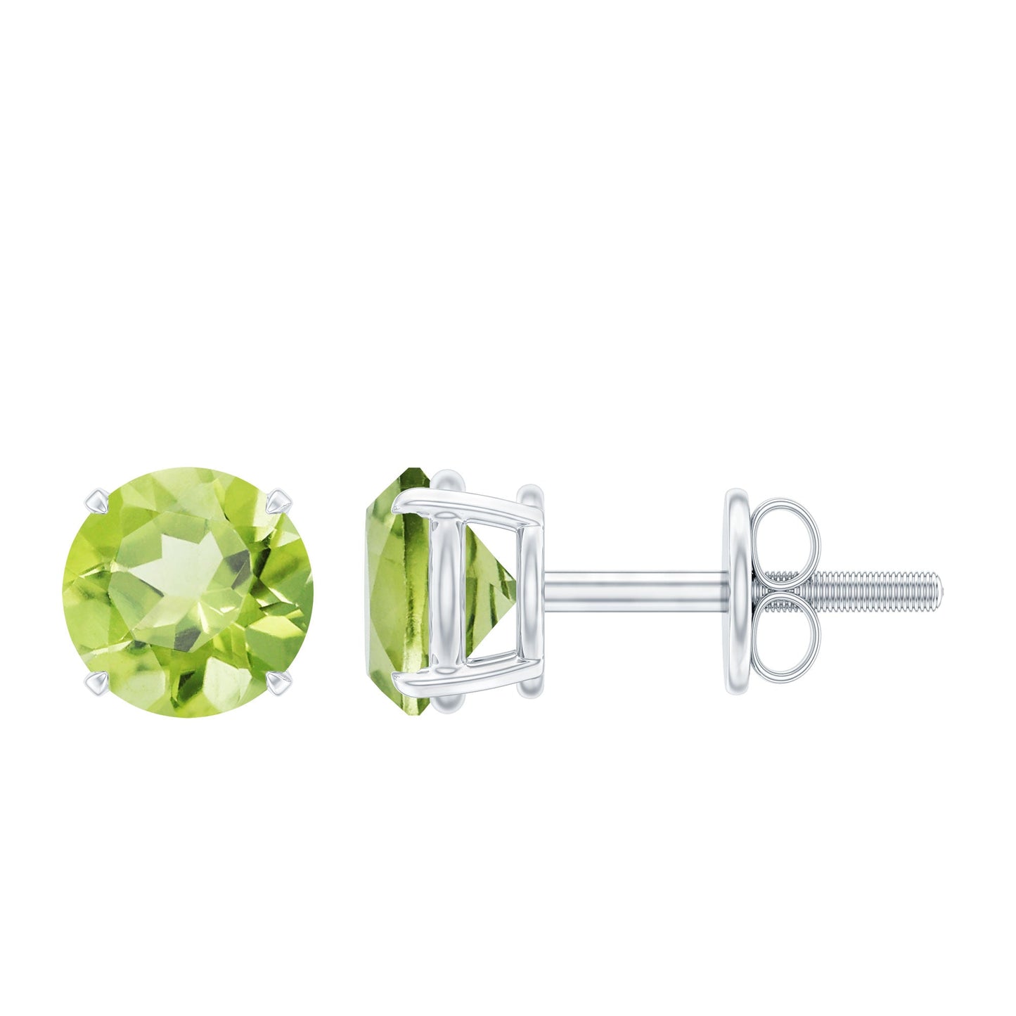 Natural 1 Carat Peridot Stud Earrings with Screw Back