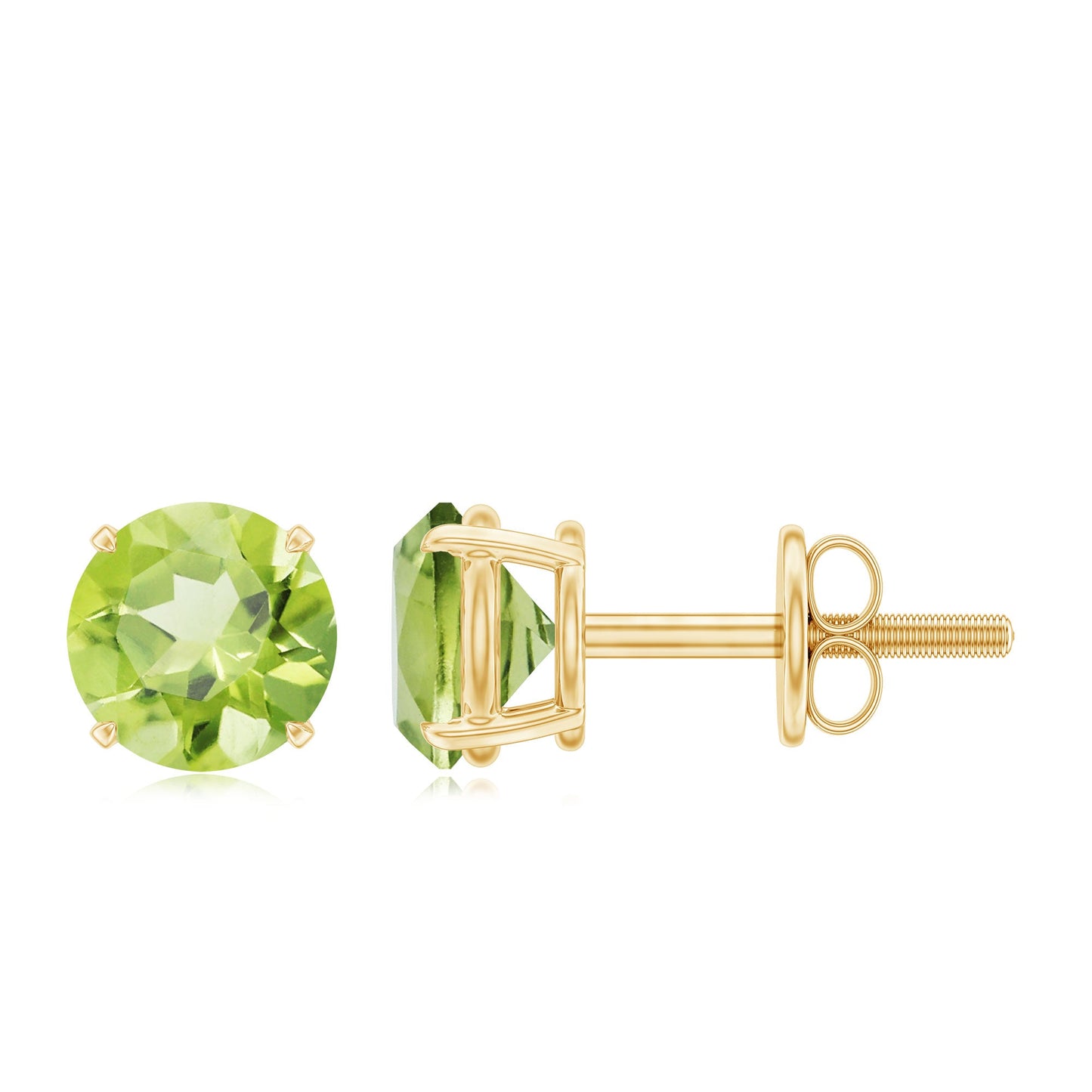 Natural 1 Carat Peridot Stud Earrings with Screw Back