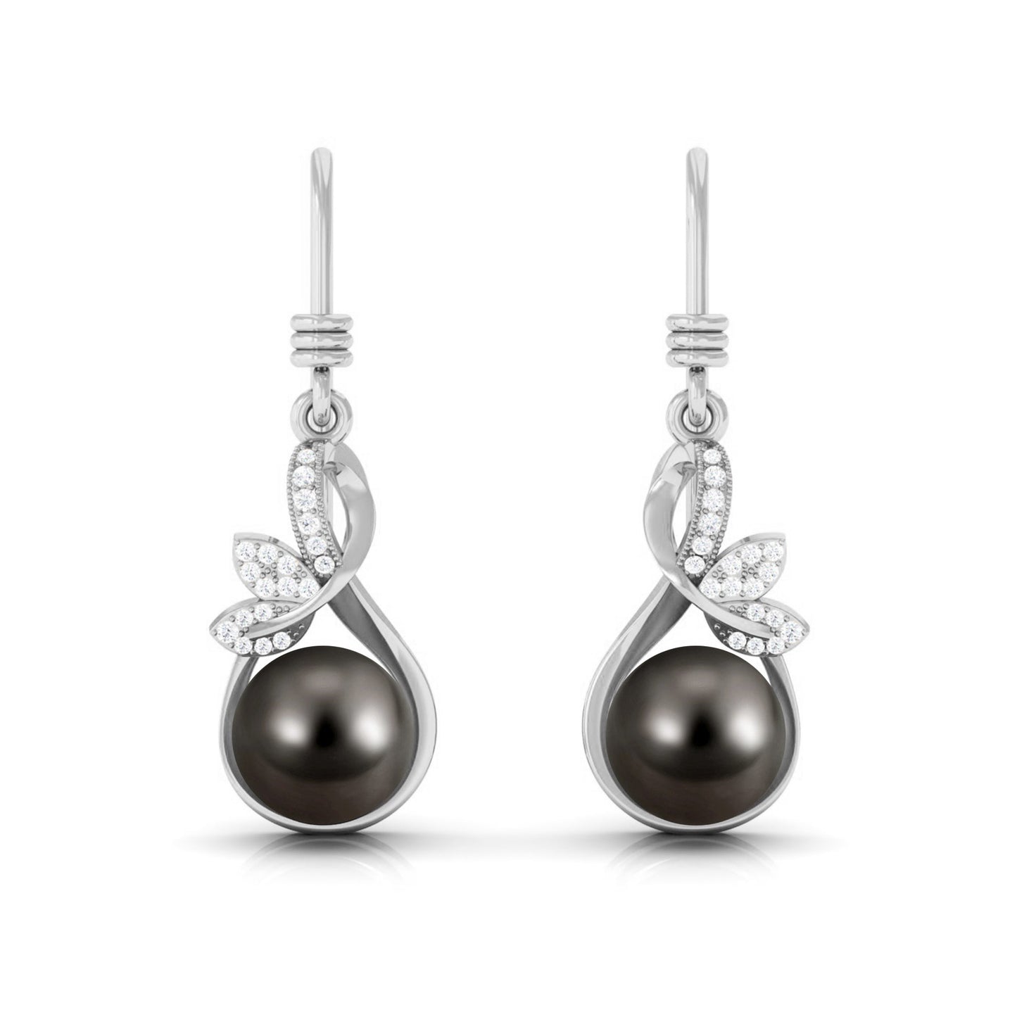 Designer 16 Carat Tahitian Pearl Drop Earrings with Diamond