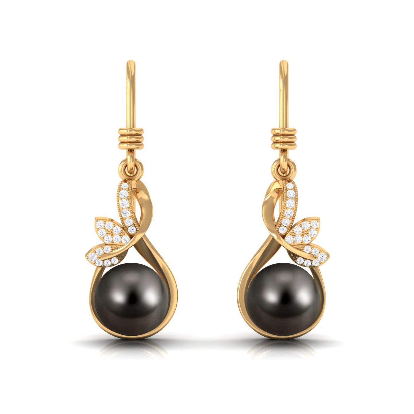 Designer 16 Carat Tahitian Pearl Drop Earrings with Diamond