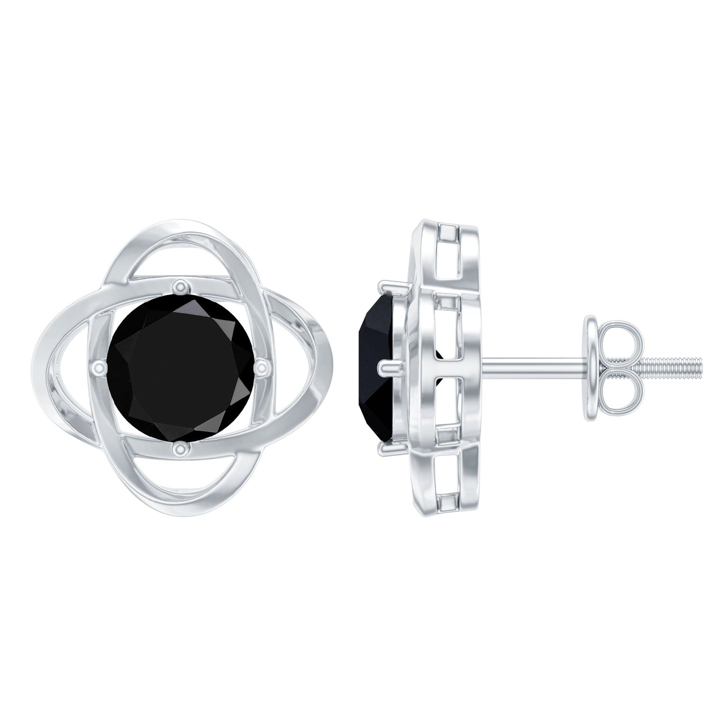 Certified Lab Grown Black Diamond Stud Earrings With Screw Back
