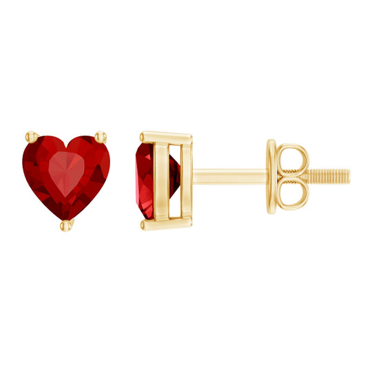 Heart Shape Lab Grown Ruby Valentines Day Earrings