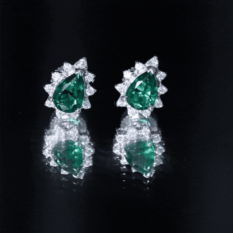 Certificate 1.4 Carat Lab Emerald Stud Earrings with Moissanite Halo