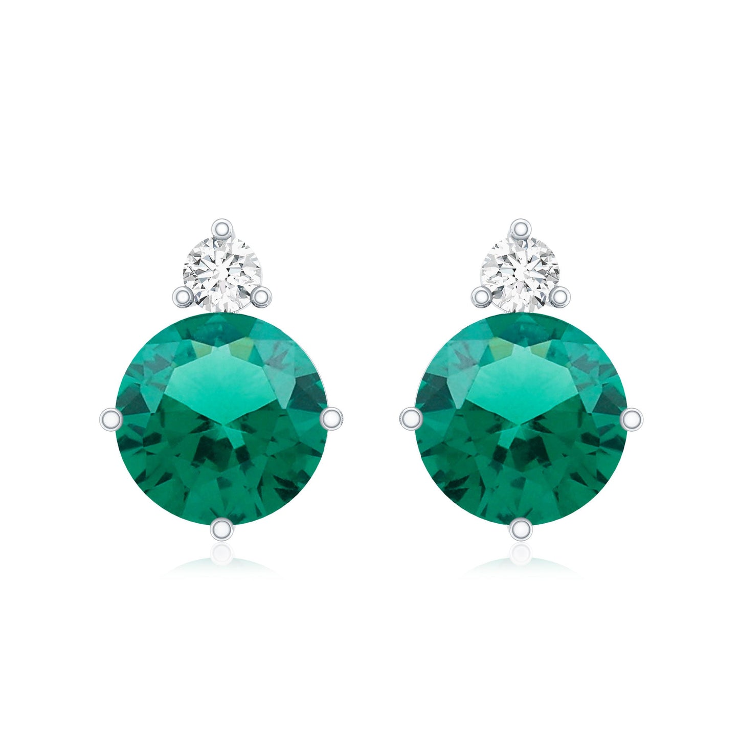 Certified 1.6 Carat Lab Grown Emerald Stud Earrings in Sterling Silver