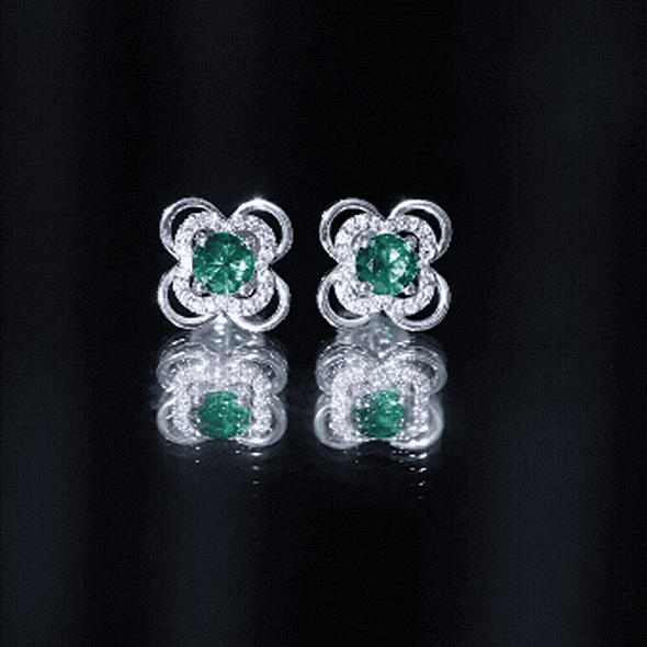 1 Carat Lab Grown Emerald Flower Earrings with Certificate
