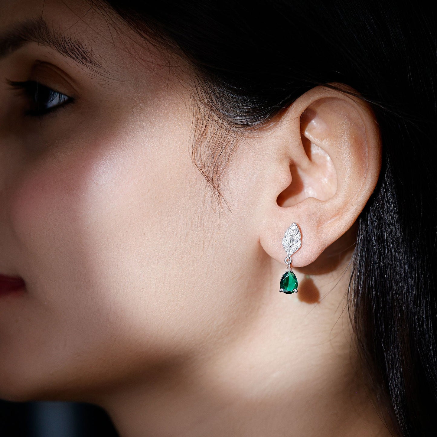 Certified 2 Carat Lab Grown Emerald Designer Earrings with Certificate